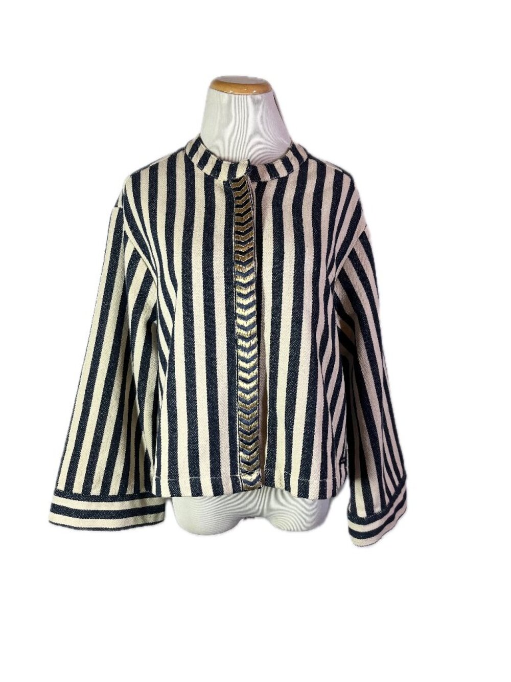 Summum Size S? Reversible Snap-Front Jacket Striped Vines Designs